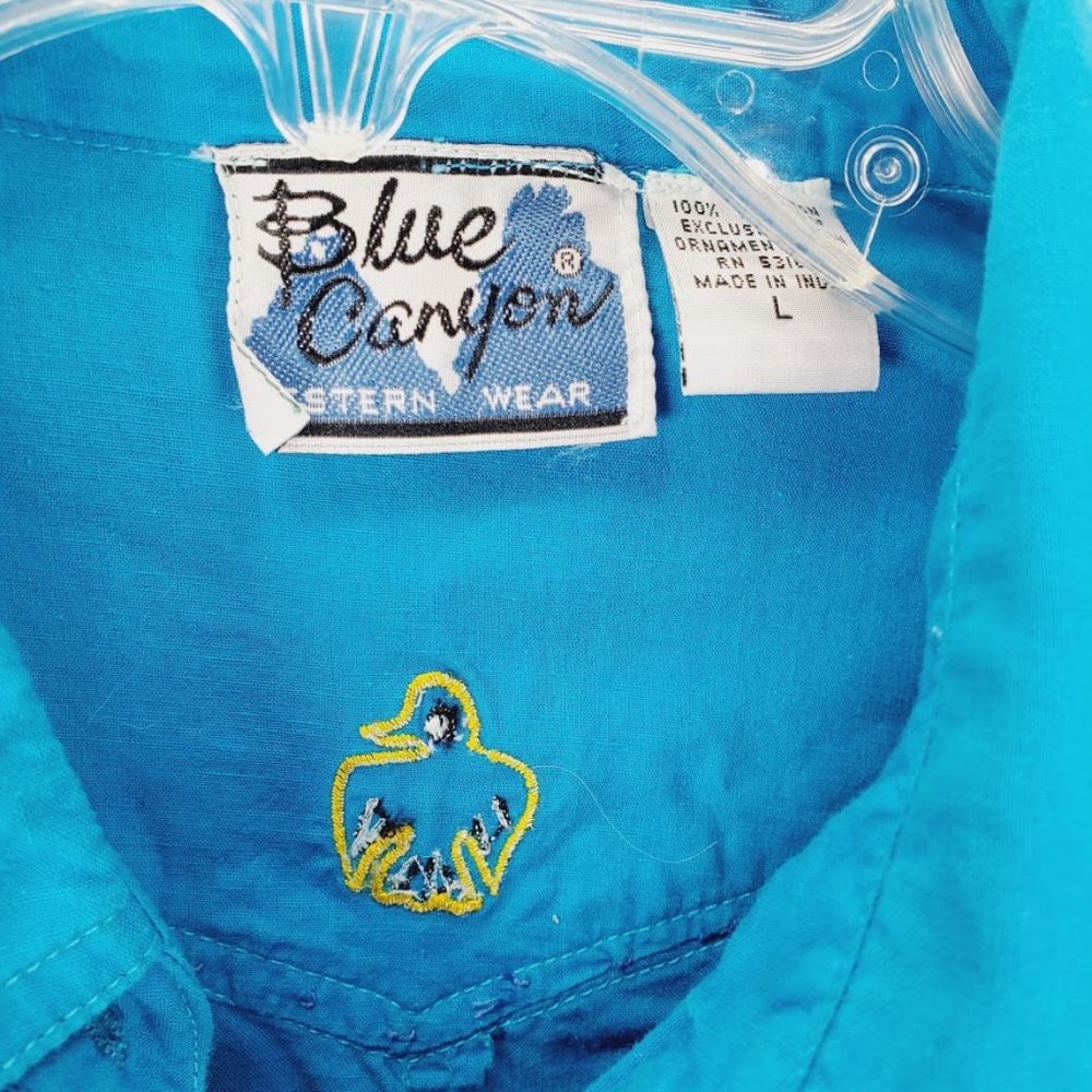 Vintage Blue Canyon Western Wear Shirt Large Beads - Picture 3 of 9